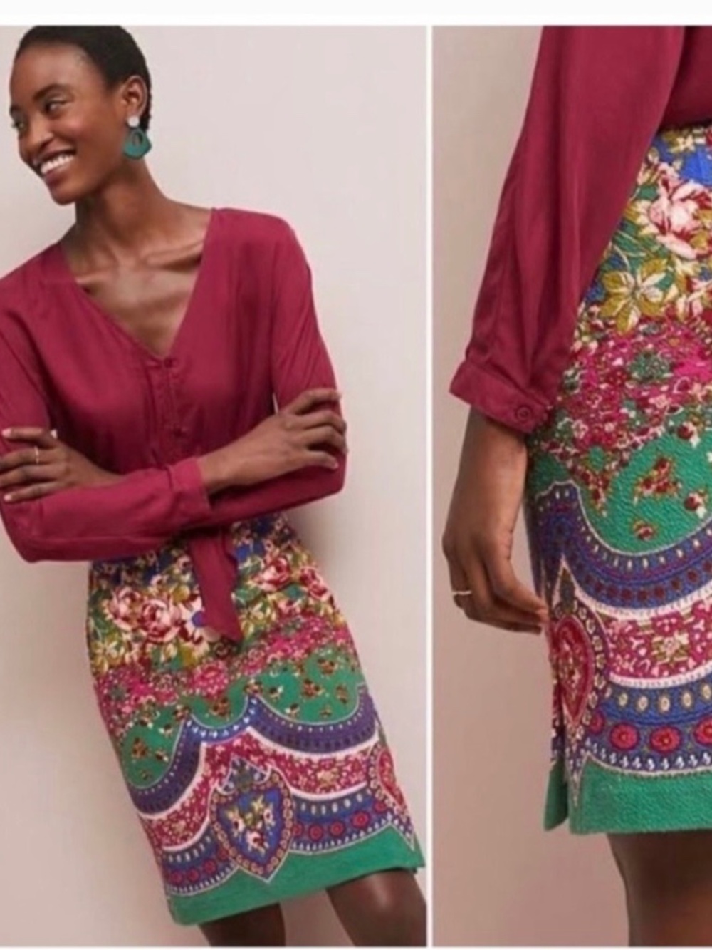 Anthropologie Maeve colorful floral pencil skirt
